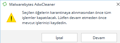 AdwCleaner Nedir - Karantina Ekleme