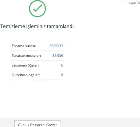 AdwCleaner Virüs Silme Programı- Temizlik Sonrası