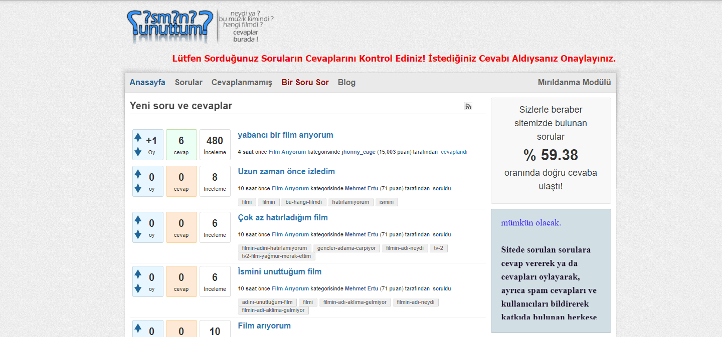 İsmini Unuttum - İsmini Hatırlamadığınız Şeyleri Bulan Site