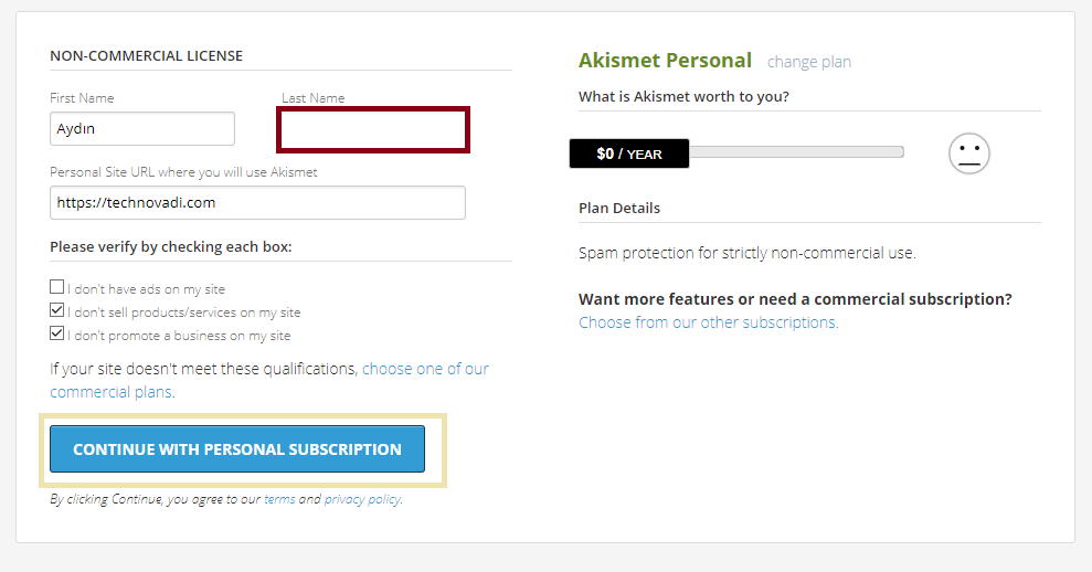 WordPress Spam Yorum Engelleme - Akismet Plan TechnoVadi