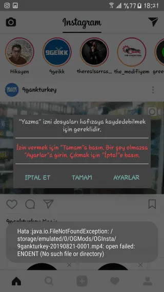 Instagram Resim İndirme Ayarlar Girme