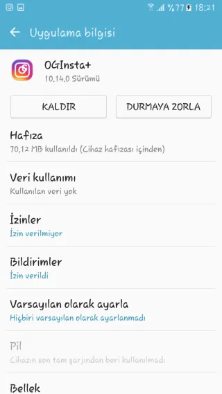 Instagram Video ve Resim İndirme Ayarlar Yetki