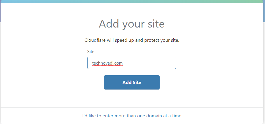 Bedava Cloudflare SSL - Add site
