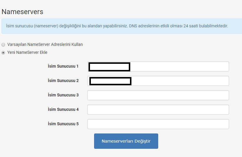 Bedava Cloudflare SSL - NS Değiştirme 2