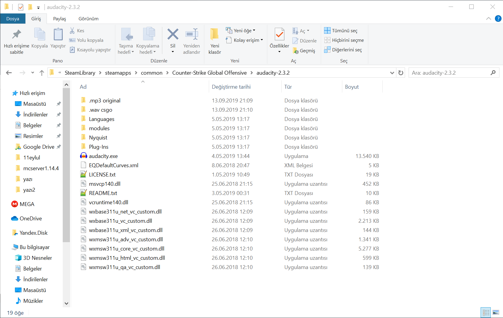 SLAM kullanmadan CS:GO'da müzik çalmak - Audacity mp3 klasör