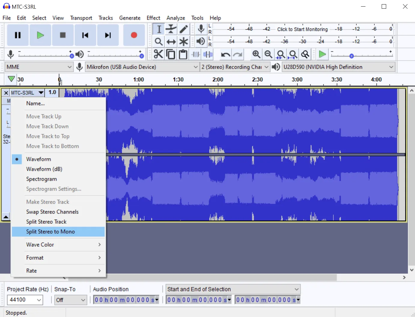 SLAM kullanmadan CS:GO'da müzik çalmak - Audacity stereo to mono
