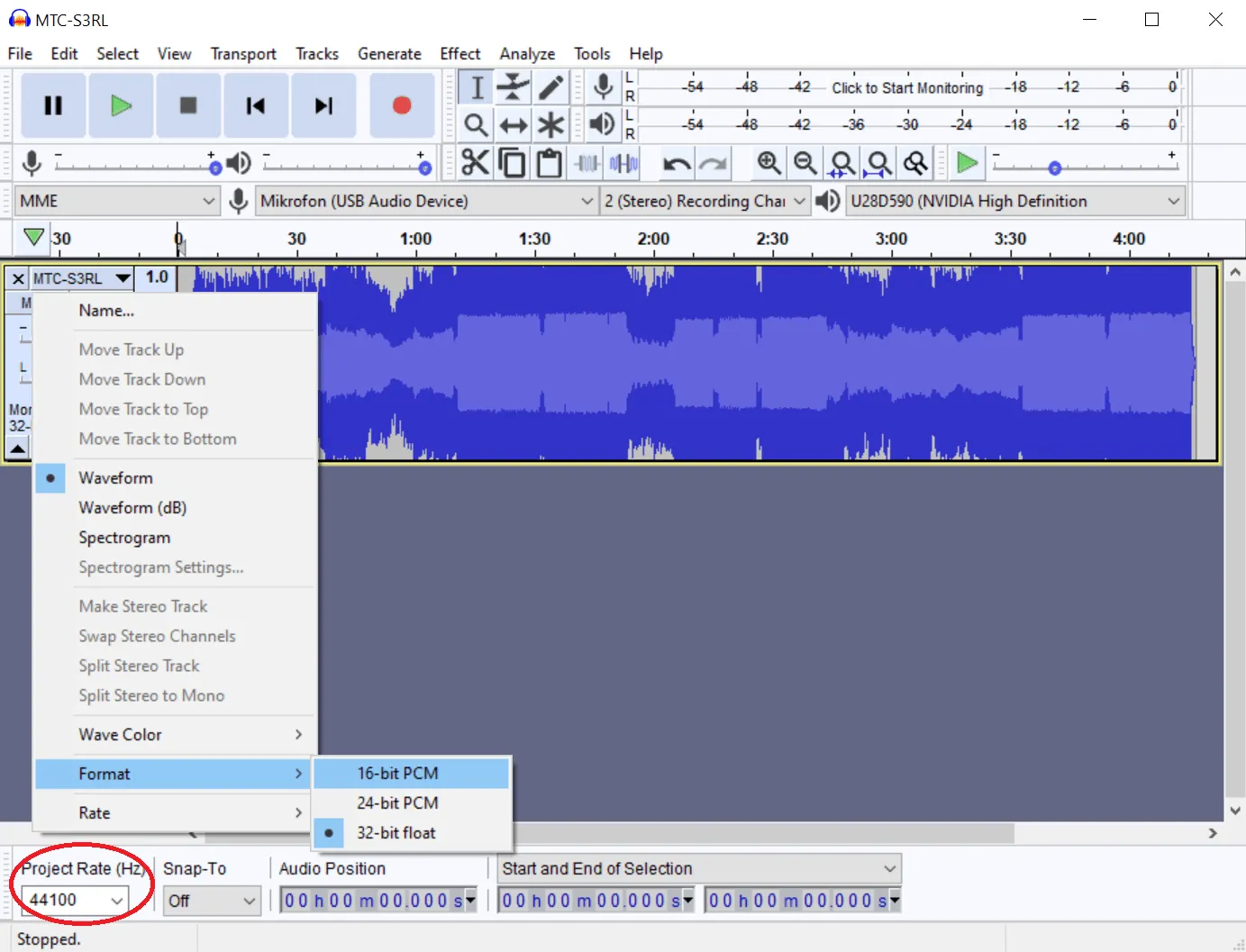 SLAM kullanmadan CS:GO'da müzik çalmak - Audacity format 16-bit