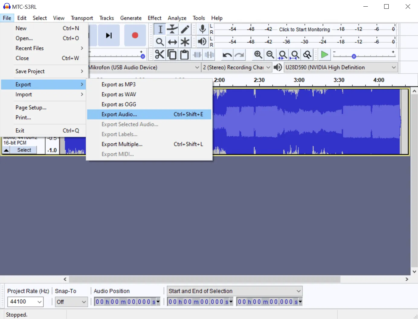 SLAM kullanmadan CS:GO'da müzik çalmak - Audacity export audio