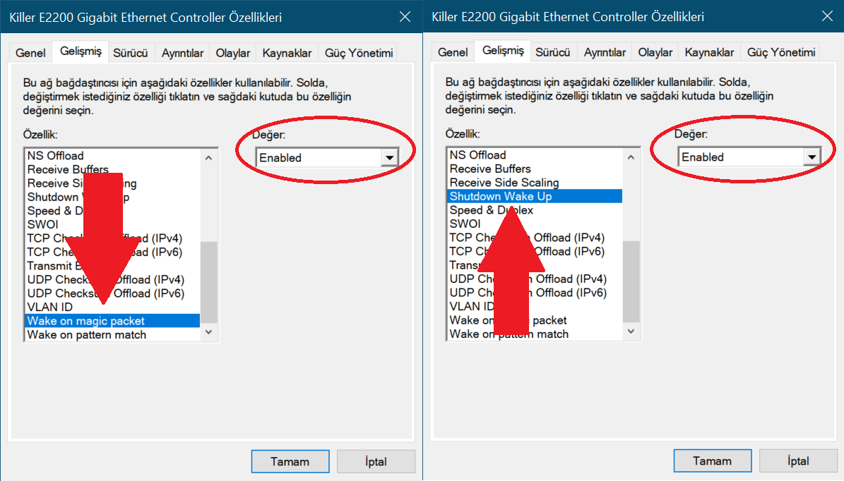Wake on magic packet - WoL Ayarları