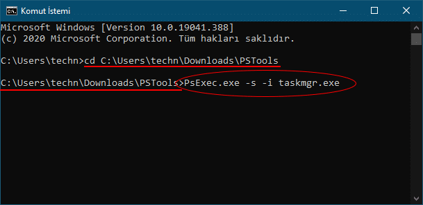 Windows Parolası Bilinmeyen Oturuma Bağlanma : Konsol Komutu