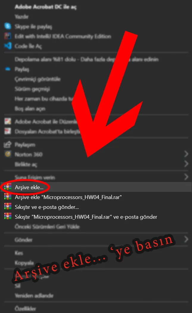 Arşive Ekle - Silinmeyen dosyaları programsız silme - Dosya Adı, Kaynak Yolu, Hedef Yolu Çok Uzun Hatası