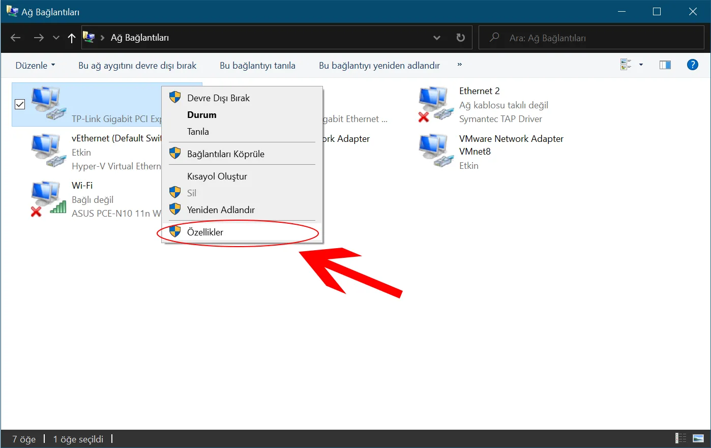 Özellikler - İnternet Birleştirme Windows'da Nasıl Yapılır ?